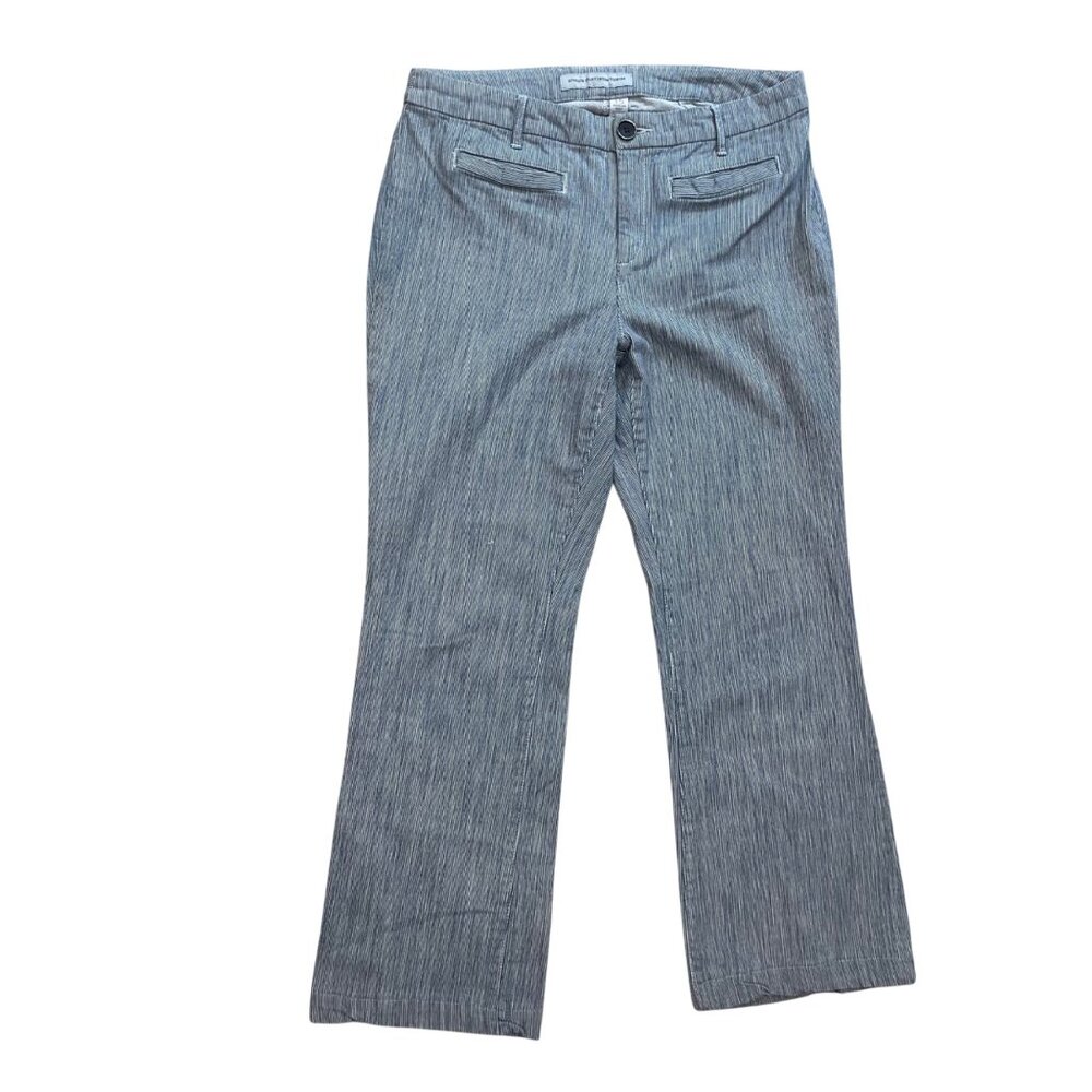 Chico's Platinum Denim Pinstripe Pants Women's Size 1.5 (US 10) Straight Leg